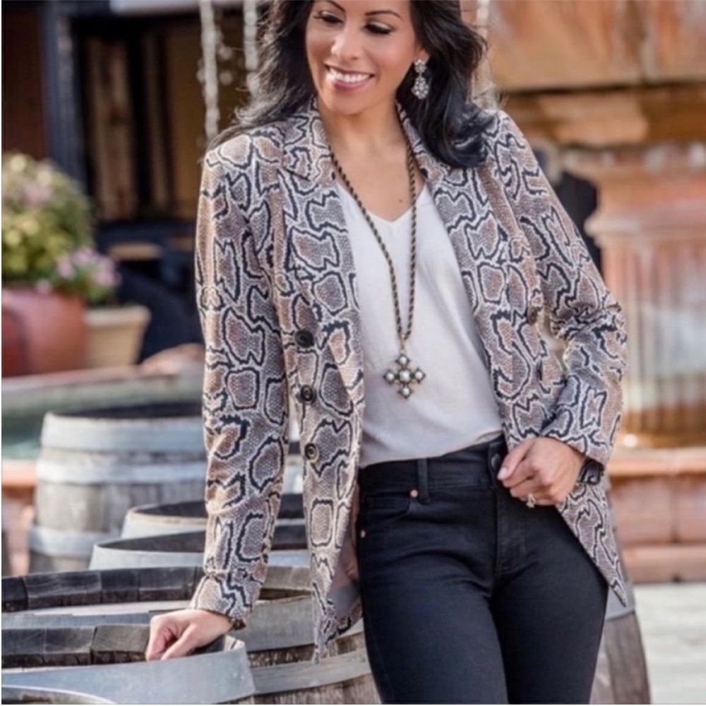 Cabi Python Snakeskin Print Blazer Jacket Animal … - image 1